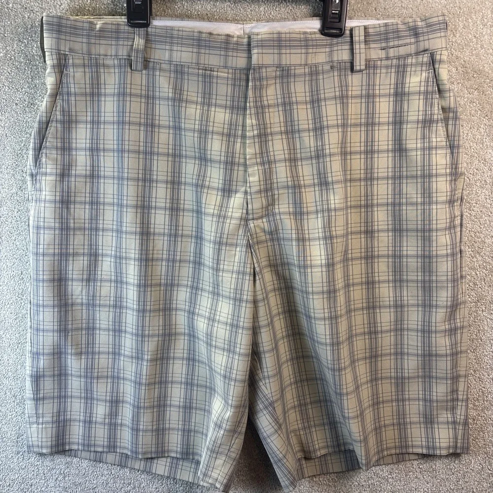 Nike Tiger Woods Collection Golf Shorts Mens 36 Gray Plaid Performance‎ Stretch